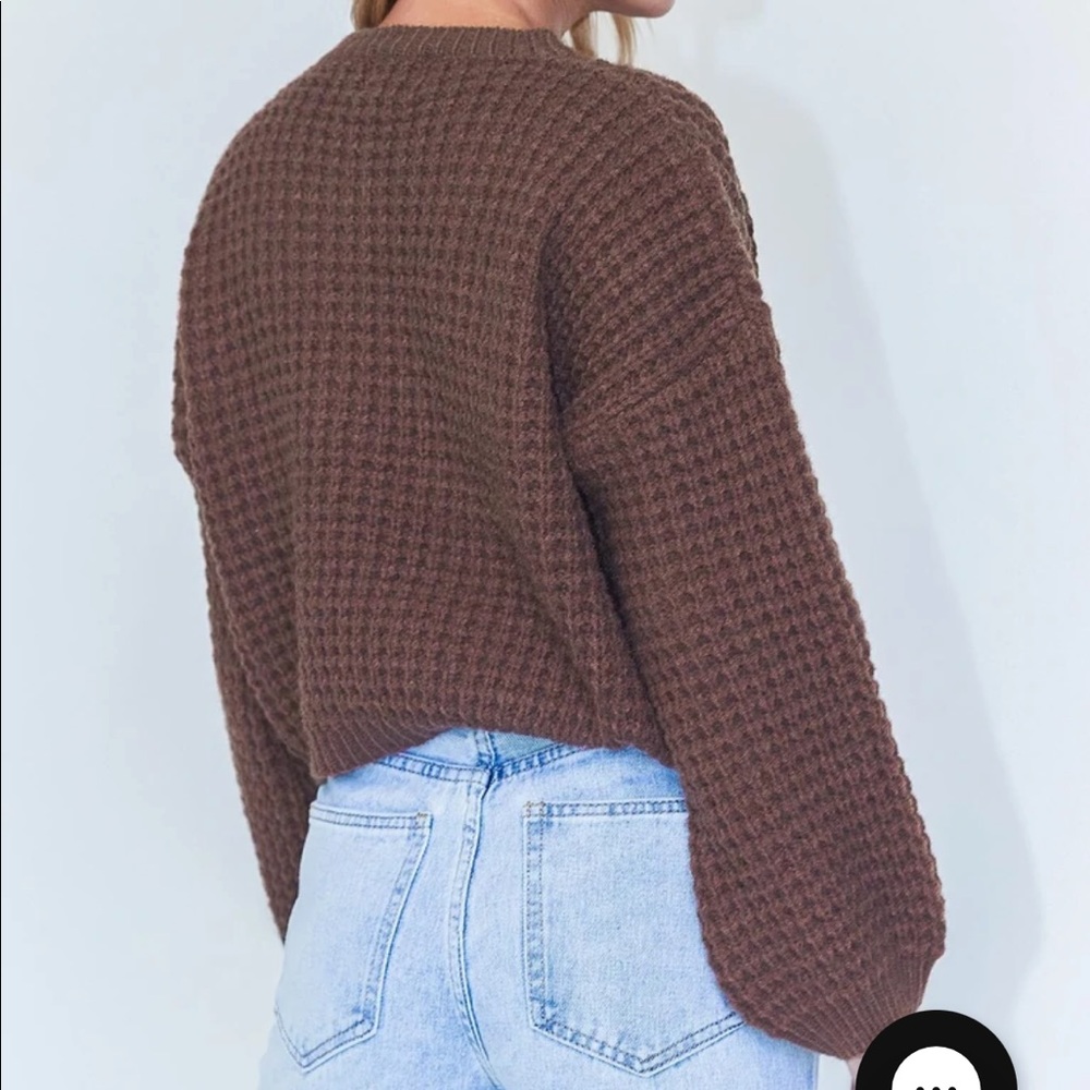 NWT Princes Polly KOBIE BALLON SLEEVE SWEATER BROWNsz S/M - Picture 4 of 6